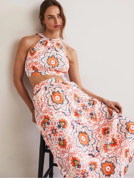 Boden Dresses & Skirts - BODEN High-Waist Floral Print Maxi Jessica Skirt in Orange & White 12
